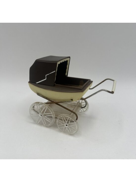 Lundby Other - Vintage 1970s Lundby Barton Dollhouse Baby Pram Carriage 1:16 Miniature Brown